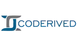 An image representing the Coderived client logo on the Home page by Technotery, highlighting organizations that have partnered with Technotery.